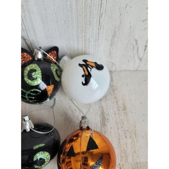 Hallloween ghost pumpkin cat ball ornament set Xmas spooky - Picture 7 of 13